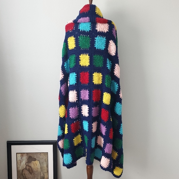 Vintage Granny Square Handmade Knit Afghan Throw Blanket - Picture 8 of 11